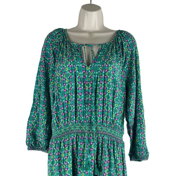 Matilda Jane Turquoise Geometric Age of Aquarius Peasant Dress Size L - Picture 3 of 11